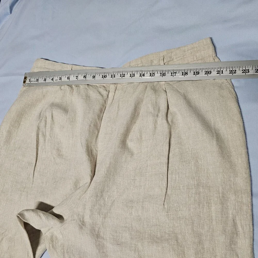 Reformation Mason Wide Leg Women Pants Size 22 Khaki 100% Linen